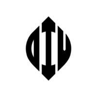 design del logo della lettera del cerchio div con forma circolare ed ellittica. lettere ellittiche div con stile tipografico. le tre iniziali formano un logo circolare. vettore del segno della lettera del monogramma astratto dell'emblema del cerchio div.