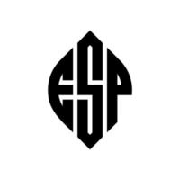 esp design del logo della lettera del cerchio con forma circolare ed ellittica. specialmente lettere ellittiche con stile tipografico. le tre iniziali formano un logo circolare. esp cerchio emblema astratto monogramma lettera marchio vettore. vettore