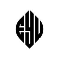 design del logo della lettera del cerchio eyw con forma circolare ed ellittica. eyw lettere ellittiche con stile tipografico. le tre iniziali formano un logo circolare. eyw cerchio emblema astratto monogramma lettera marchio vettore. vettore