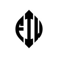 design del logo della lettera del cerchio fiw con forma circolare ed ellittica. cinque lettere ellittiche con stile tipografico. le tre iniziali formano un logo circolare. fiw cerchio emblema astratto monogramma lettera marchio vettore. vettore