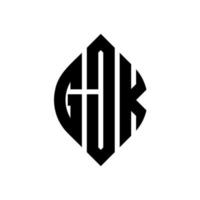 design del logo della lettera del cerchio gjk con forma circolare ed ellittica. lettere di ellisse gjk con stile tipografico. le tre iniziali formano un logo circolare. gjk cerchio emblema astratto monogramma lettera marchio vettore. vettore