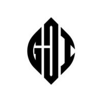 design del logo della lettera del cerchio gji con forma circolare ed ellittica. lettere di ellisse gji con stile tipografico. le tre iniziali formano un logo circolare. gji cerchio emblema astratto monogramma lettera marchio vettore. vettore