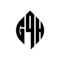 design del logo della lettera del cerchio gqh con forma circolare ed ellittica. gqh lettere ellittiche con stile tipografico. le tre iniziali formano un logo circolare. gqh cerchio emblema astratto monogramma lettera marchio vettore. vettore