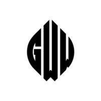 gww circle letter logo design con forma circolare ed ellittica. gww lettere ellittiche con stile tipografico. le tre iniziali formano un logo circolare. gww cerchio emblema astratto monogramma lettera marchio vettore. vettore