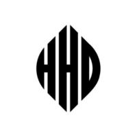 design del logo della lettera del cerchio hho con forma circolare ed ellittica. hho lettere ellittiche con stile tipografico. le tre iniziali formano un logo circolare. hho cerchio emblema astratto monogramma lettera marchio vettore. vettore