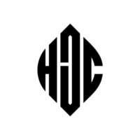 design del logo della lettera del cerchio hjc con forma circolare ed ellittica. lettere ellittiche hjc con stile tipografico. le tre iniziali formano un logo circolare. hjc cerchio emblema astratto monogramma lettera marchio vettore. vettore