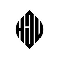 design del logo della lettera del cerchio hjw con forma circolare ed ellittica. hjw lettere ellittiche con stile tipografico. le tre iniziali formano un logo circolare. hjw cerchio emblema astratto monogramma lettera marchio vettore. vettore