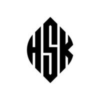 hsk circle letter logo design con forma circolare ed ellittica. lettere ellittiche hsk con stile tipografico. le tre iniziali formano un logo circolare. hsk cerchio emblema astratto monogramma lettera marchio vettore. vettore