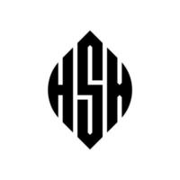 hsx circle letter logo design con forma circolare ed ellittica. lettere ellittiche hsx con stile tipografico. le tre iniziali formano un logo circolare. vettore del segno della lettera del monogramma astratto dell'emblema del cerchio hsx.