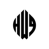 design del logo della lettera del cerchio hwq con forma circolare ed ellittica. lettere ellittiche hwq con stile tipografico. le tre iniziali formano un logo circolare. hwq cerchio emblema astratto monogramma lettera marchio vettore. vettore