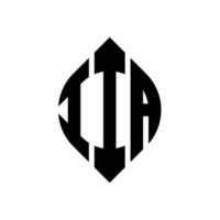 design del logo della lettera del cerchio iia con forma circolare ed ellittica. iia lettere ellittiche con stile tipografico. le tre iniziali formano un logo circolare. iia cerchio emblema astratto monogramma lettera marchio vettore. vettore