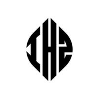 design del logo della lettera del cerchio ihz con forma circolare ed ellittica. lettere ellittiche ihz con stile tipografico. le tre iniziali formano un logo circolare. ihz cerchio emblema astratto monogramma lettera marchio vettore. vettore