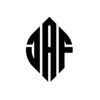 jaf circle letter logo design con forma circolare ed ellittica. jaf lettere ellittiche con stile tipografico. le tre iniziali formano un logo circolare. jaf cerchio emblema astratto monogramma lettera marchio vettore. vettore