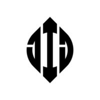 jij circle letter logo design con forma circolare ed ellittica. jij lettere ellittiche con stile tipografico. le tre iniziali formano un logo circolare. jij cerchio emblema astratto monogramma lettera marchio vettore. vettore