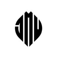jmv circle letter logo design con forma circolare ed ellittica. jmv lettere ellittiche con stile tipografico. le tre iniziali formano un logo circolare. jmv cerchio emblema astratto monogramma lettera marchio vettore. vettore
