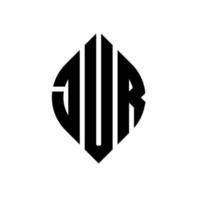 jur circle letter logo design con forma circolare ed ellittica. jur lettere ellittiche con stile tipografico. le tre iniziali formano un logo circolare. jur cerchio emblema astratto monogramma lettera marchio vettore. vettore