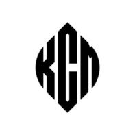 design del logo della lettera del cerchio kcm con forma circolare ed ellittica. lettere ellittiche kcm con stile tipografico. le tre iniziali formano un logo circolare. kcm cerchio emblema astratto monogramma lettera marchio vettore. vettore