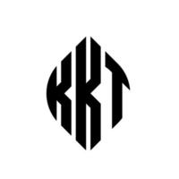 design del logo della lettera del cerchio kkt con forma circolare ed ellittica. kkt lettere ellittiche con stile tipografico. le tre iniziali formano un logo circolare. kkt cerchio emblema astratto monogramma lettera marchio vettore. vettore