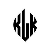 design del logo della lettera del cerchio klk con forma circolare ed ellittica. lettere ellittiche klk con stile tipografico. le tre iniziali formano un logo circolare. klk cerchio emblema astratto monogramma lettera marchio vettore. vettore