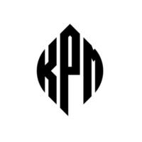 design del logo della lettera del cerchio kpm con forma circolare ed ellittica. lettere ellittiche kpm con stile tipografico. le tre iniziali formano un logo circolare. kpm cerchio emblema astratto monogramma lettera marchio vettore. vettore