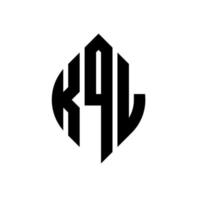 design del logo della lettera del cerchio kql con forma circolare ed ellittica. lettere ellittiche kql con stile tipografico. le tre iniziali formano un logo circolare. kql cerchio emblema astratto monogramma lettera marchio vettore. vettore