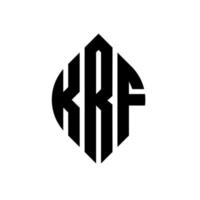design del logo della lettera del cerchio krf con forma circolare ed ellittica. lettere ellittiche krf con stile tipografico. le tre iniziali formano un logo circolare. krf cerchio emblema astratto monogramma lettera marchio vettore. vettore