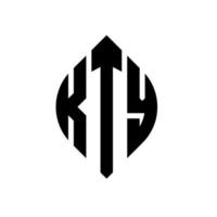 design del logo della lettera del cerchio kty con forma circolare ed ellittica. kty lettere ellittiche con stile tipografico. le tre iniziali formano un logo circolare. kty cerchio emblema astratto monogramma lettera marchio vettore. vettore