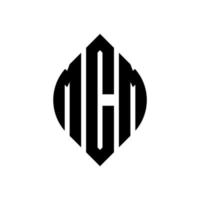 design del logo della lettera del cerchio mcm con forma circolare ed ellittica. lettere ellittiche mcm con stile tipografico. le tre iniziali formano un logo circolare. mcm cerchio emblema astratto monogramma lettera marchio vettore. vettore