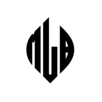 design del logo della lettera del cerchio mlb con forma circolare ed ellittica. lettere ellittiche mlb con stile tipografico. le tre iniziali formano un logo circolare. vettore del segno della lettera del monogramma astratto dell'emblema del cerchio di mlb.