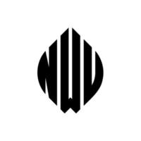 design del logo della lettera del cerchio nwu con forma circolare ed ellittica. nwu lettere ellittiche con stile tipografico. le tre iniziali formano un logo circolare. nwu cerchio emblema astratto monogramma lettera marchio vettore. vettore