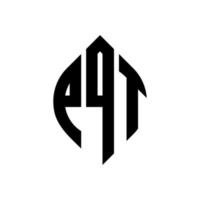 design del logo della lettera del cerchio pqt con forma circolare ed ellittica. pqt lettere ellittiche con stile tipografico. le tre iniziali formano un logo circolare. pqt cerchio emblema astratto monogramma lettera marchio vettore