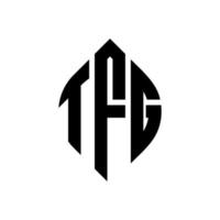 design del logo della lettera del cerchio tfg con forma circolare ed ellittica. tfg lettere ellittiche con stile tipografico. le tre iniziali formano un logo circolare. tfg cerchio emblema astratto monogramma lettera marchio vettore. vettore