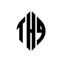 thq design del logo della lettera del cerchio con forma circolare ed ellittica. thq lettere ellittiche con stile tipografico. le tre iniziali formano un logo circolare. thq cerchio emblema astratto monogramma lettera marchio vettore. vettore