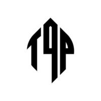 design del logo della lettera del cerchio tqp con forma circolare ed ellittica. tqp lettere ellittiche con stile tipografico. le tre iniziali formano un logo circolare. tqp cerchio emblema astratto monogramma lettera marchio vettore. vettore