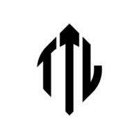 design del logo della lettera del cerchio ttl con forma circolare ed ellittica. ttl lettere ellittiche con stile tipografico. le tre iniziali formano un logo circolare. ttl cerchio emblema astratto monogramma lettera marchio vettore. vettore