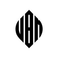 design del logo della lettera del cerchio ubm con forma circolare ed ellittica. ubm lettere ellittiche con stile tipografico. le tre iniziali formano un logo circolare. vettore del segno della lettera del monogramma astratto dell'emblema del cerchio di ubm.