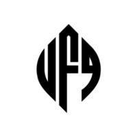 design del logo della lettera circolare ufq con forma circolare ed ellittica. ufq lettere ellittiche con stile tipografico. le tre iniziali formano un logo circolare. ufq cerchio emblema astratto monogramma lettera marchio vettore. vettore