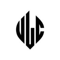 design del logo della lettera del cerchio ulc con forma circolare ed ellittica. ulc lettere ellittiche con stile tipografico. le tre iniziali formano un logo circolare. ulc cerchio emblema astratto monogramma lettera marchio vettore. vettore