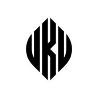 design del logo della lettera del cerchio uku con forma circolare ed ellittica. uku lettere ellittiche con stile tipografico. le tre iniziali formano un logo circolare. uku cerchio emblema astratto monogramma lettera marchio vettore. vettore