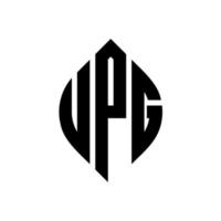 design del logo della lettera del cerchio upg con forma circolare ed ellittica. upg lettere ellittiche con stile tipografico. le tre iniziali formano un logo circolare. upg cerchio emblema astratto monogramma lettera marchio vettore. vettore