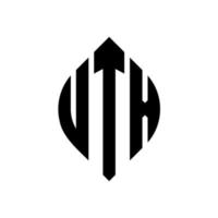 design del logo della lettera del cerchio utx con forma circolare ed ellittica. utx lettere ellittiche con stile tipografico. le tre iniziali formano un logo circolare. utx cerchio emblema astratto monogramma lettera marchio vettore. vettore