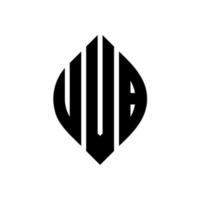 design del logo della lettera del cerchio uvb con forma circolare ed ellittica. lettere di ellisse uvb con stile tipografico. le tre iniziali formano un logo circolare. vettore del segno della lettera del monogramma astratto dell'emblema del cerchio uvb.