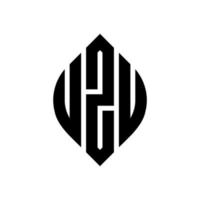 design del logo della lettera del cerchio uzu con forma circolare ed ellittica. lettere di ellisse uzu con stile tipografico. le tre iniziali formano un logo circolare. uzu cerchio emblema astratto monogramma lettera marchio vettore. vettore