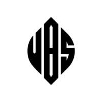 design del logo della lettera del cerchio vbs con forma circolare ed ellittica. lettere di ellisse vbs con stile tipografico. le tre iniziali formano un logo circolare. vettore del segno della lettera del monogramma astratto dell'emblema del cerchio di vbs.