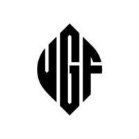 design del logo della lettera del cerchio vgf con forma circolare ed ellittica. lettere di ellisse vgf con stile tipografico. le tre iniziali formano un logo circolare. vgf cerchio emblema astratto monogramma lettera marchio vettore. vettore