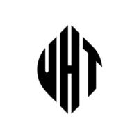 vht circle letter logo design con forma circolare ed ellittica. vht lettere ellittiche con stile tipografico. le tre iniziali formano un logo circolare. vht cerchio emblema astratto monogramma lettera marchio vettore. vettore