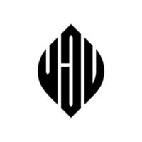 vju circle letter logo design con forma circolare ed ellittica. vju lettere ellittiche con stile tipografico. le tre iniziali formano un logo circolare. vju cerchio emblema astratto monogramma lettera marchio vettore. vettore
