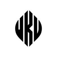 design del logo della lettera del cerchio vku con forma circolare ed ellittica. lettere di ellisse vku con stile tipografico. le tre iniziali formano un logo circolare. vku cerchio emblema astratto monogramma lettera marchio vettore. vettore
