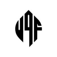design del logo della lettera del cerchio vqf con forma circolare ed ellittica. vqf lettere ellittiche con stile tipografico. le tre iniziali formano un logo circolare. vqf cerchio emblema astratto monogramma lettera marchio vettore. vettore