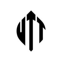 vtt circle letter logo design con forma circolare ed ellittica. vtt lettere ellittiche con stile tipografico. le tre iniziali formano un logo circolare. vtt cerchio emblema astratto monogramma lettera marchio vettore. vettore